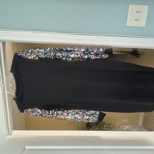 Black Dress with Sequin Sleeves